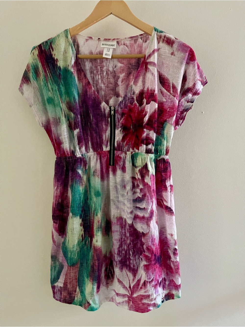 Motherhood Maternity Nursing Tunic Zip Front Floral Dress Top Medium
